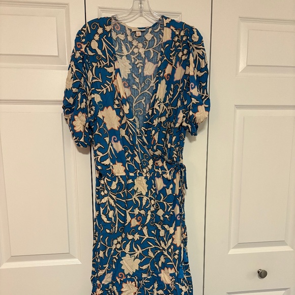 Knox Rose Blue and White Wrap Around Size 2XL Maxi Dress - Picture 1 of 4